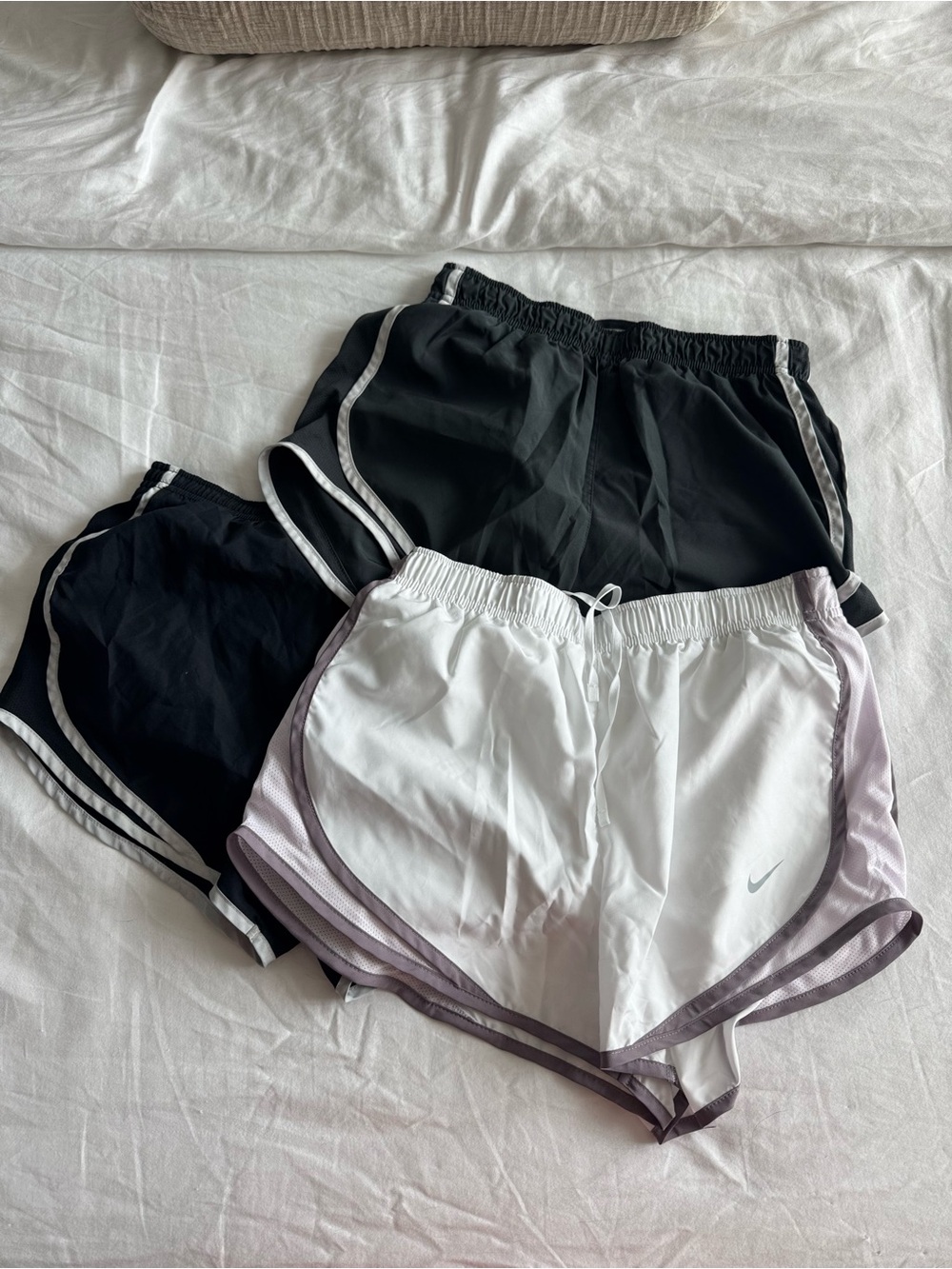 Nike White and Black Running Shorts bundle of 3  - Women's